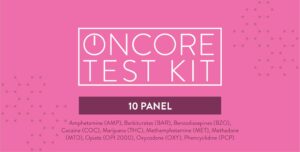 Oncore 10-panel at-home drug test kit screening for ten substances including THC, cocaine, opiates and methadone