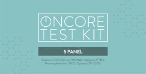 Oncore 5-panel at-home drug test kit for cocaine, ecstasy, marijuana, methamphetamine and opiates